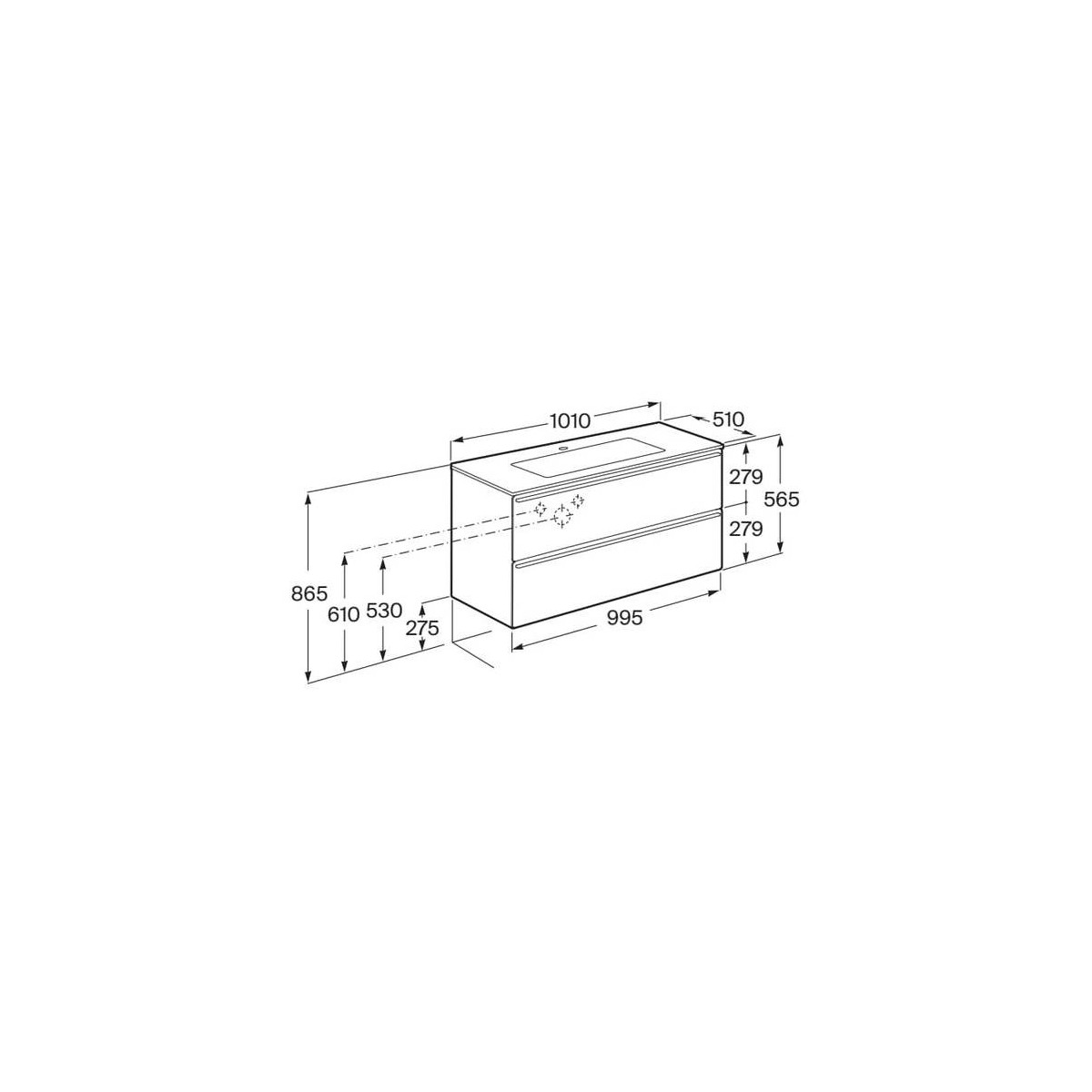 Volia unik meuble 2 tiroirs blanc mat et lavabo en céramique blanc mat 1000 mm - ROCA A852537509 