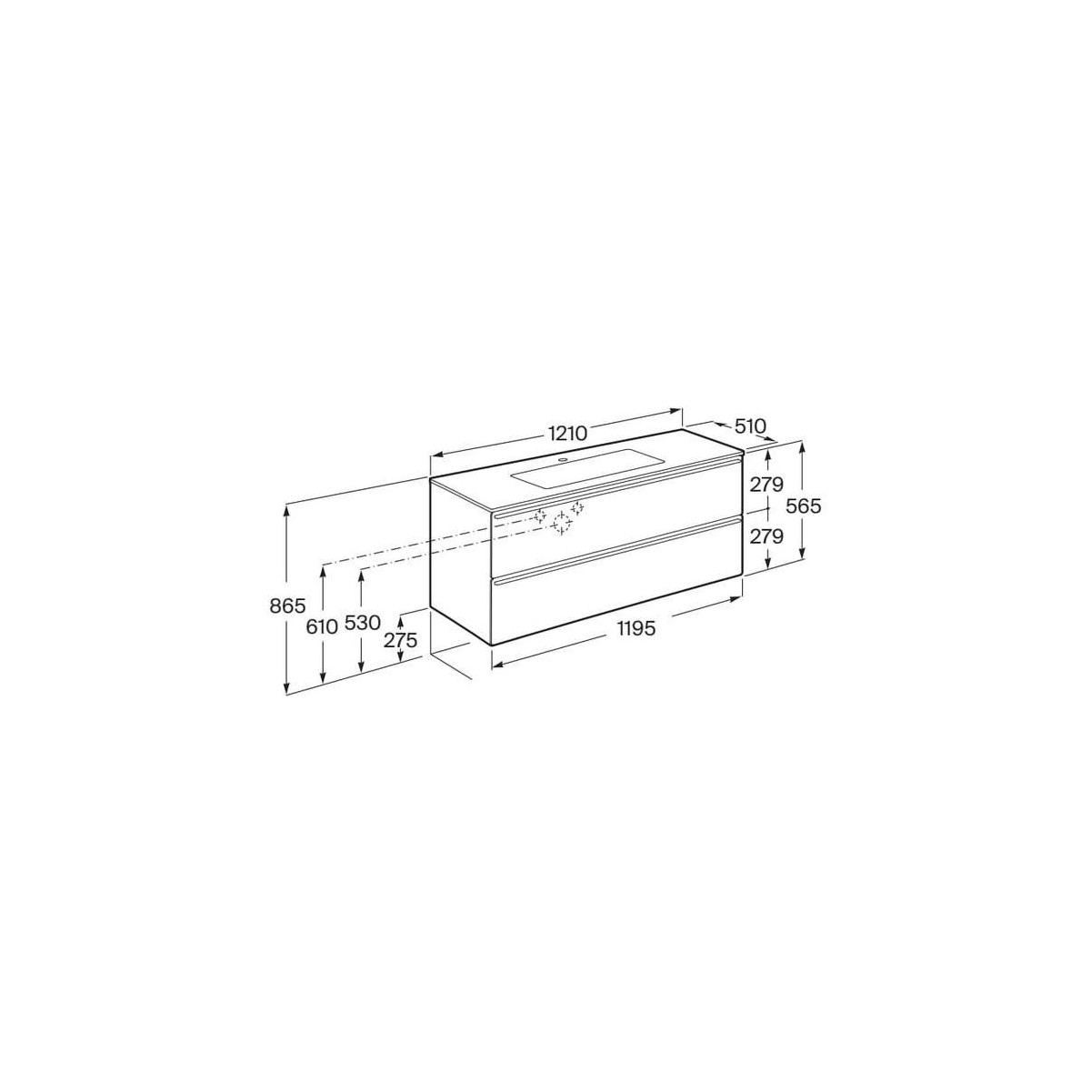 Volia unik meuble 2 tiroirs onyx mat et lavabo en céramique onyx mat 1200 mm - ROCA A852542531 
