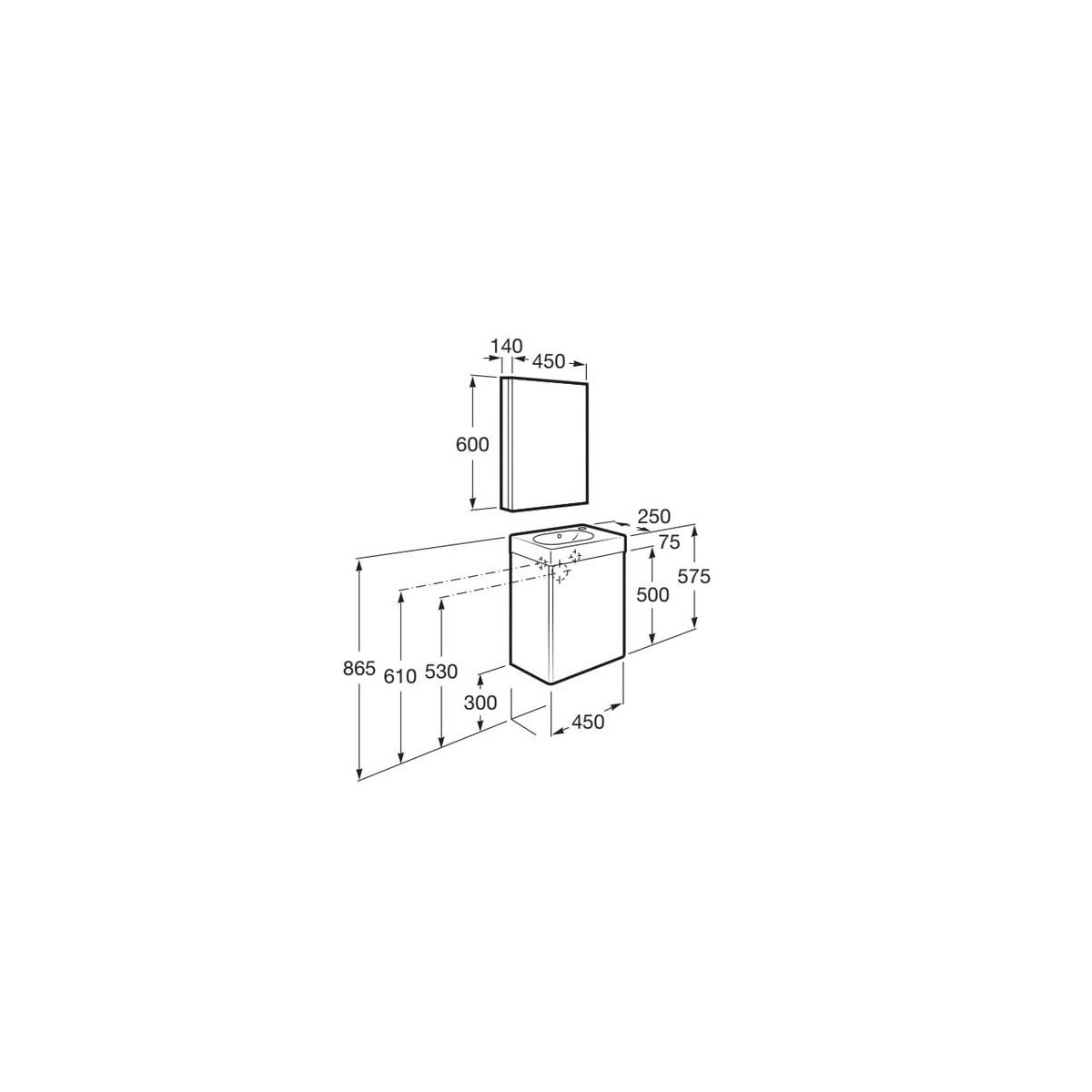 Mini Pack Armoi/45 Laque Blanc - ROCA A855866806 