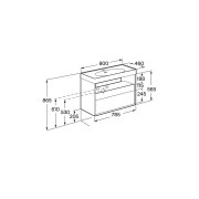 Meridian meuble 2 tiroirs et 1 niche noir mat et ébène 800 mm - ROCA A858107610 