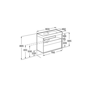 Meridian meuble 2 tiroirs et 1 niche noir mat et ébène 800 mm - ROCA A858107610 