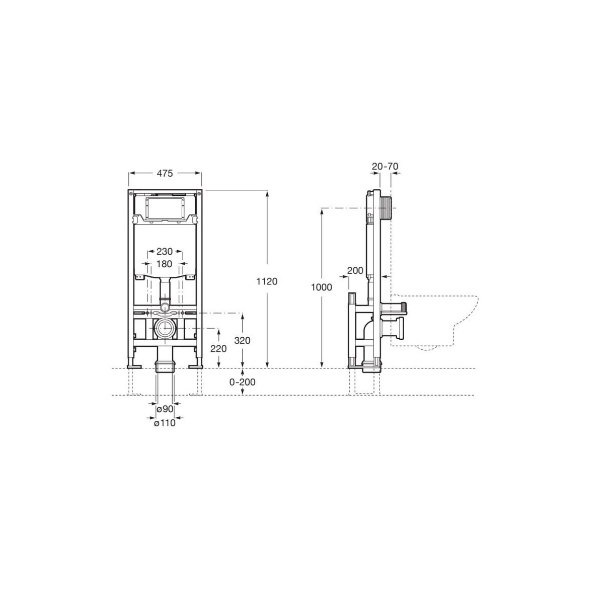 Bâti-support WC Duplo One autoportant  - ROCA A890077020 