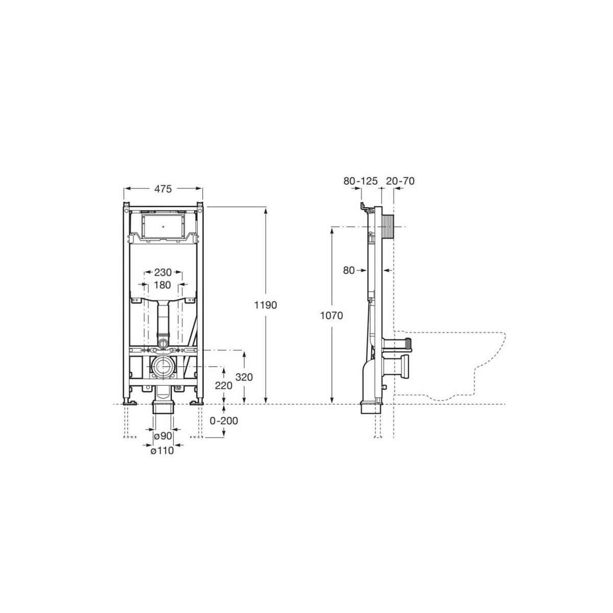 Bâti-support pour cuvette de WC suspendue Duplo One Smart - ROCA A890078020 