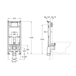 Bâti-support pour cuvette de WC suspendue Duplo One Smart - ROCA A890078020 