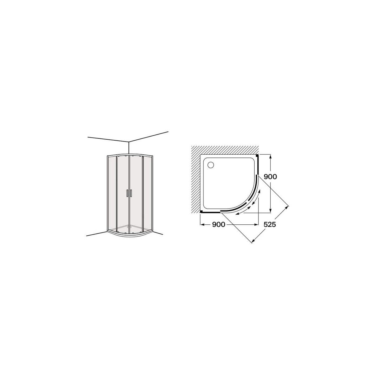 Victoria plus 900 mm (r550) chromé - ROCA AM12F3847D0012NMN 