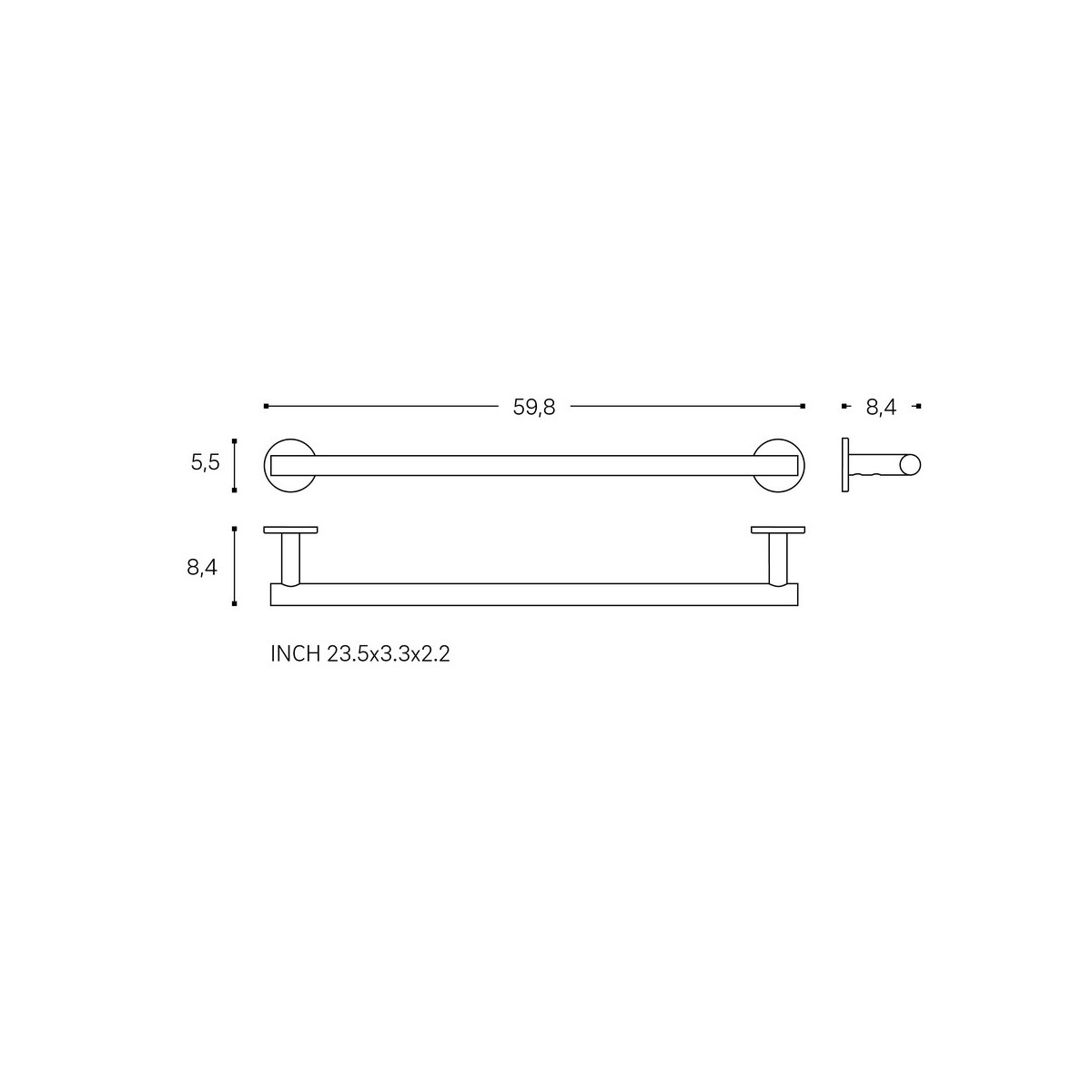 Niara porte-serviettes 60 cm chromé 602x86x58 mm - LAUFEN H3810620040001 