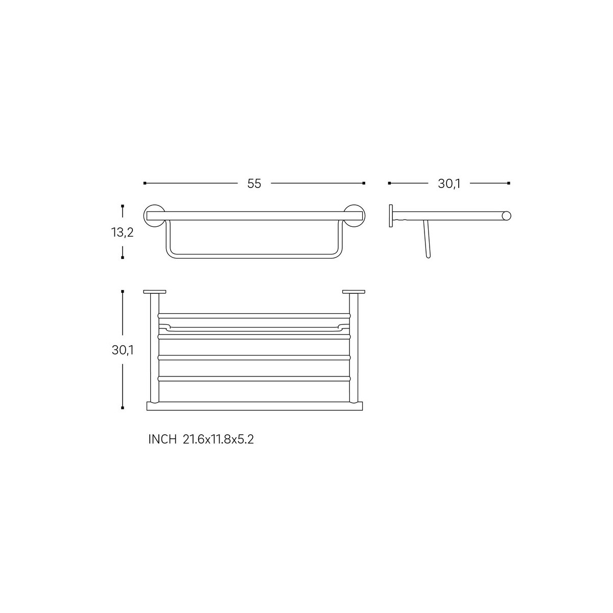 Niara porte-serviette de réserve chromé 553x302x134 mm - LAUFEN H3810620040031 