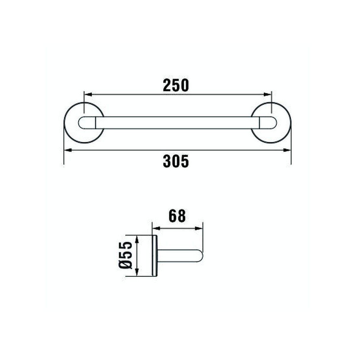 Cana porte-serviettes 30 cm à coller chromé chromé 305x67x55 mm - LAUFEN H3811310040001 