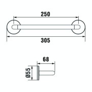 Cana porte-serviettes 30 cm à coller chromé chromé 305x67x55 mm - LAUFEN H3811310040001 