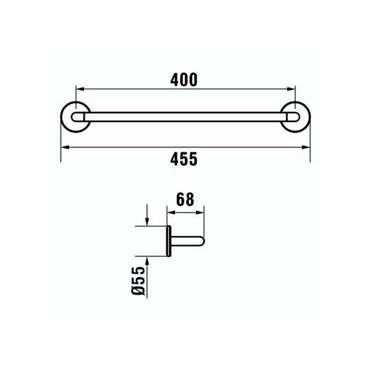 Cana porte-serviettes 45 cm à coller chromé chromé 455x67x55 mm - LAUFEN H3811310040011 