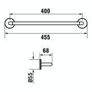 Cana porte-serviettes 45 cm à coller chromé chromé 455x67x55 mm - LAUFEN H3811310040011 