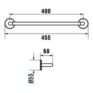 Cana porte-serviettes 45 cm à coller chromé chromé 455x67x55 mm - LAUFEN H3811310040011 