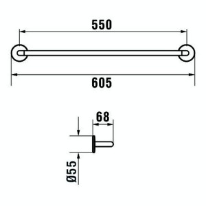 Cana porte-serviettes 60 cm à coller chromé chromé 605x67x55 mm - LAUFEN H3811320040001 