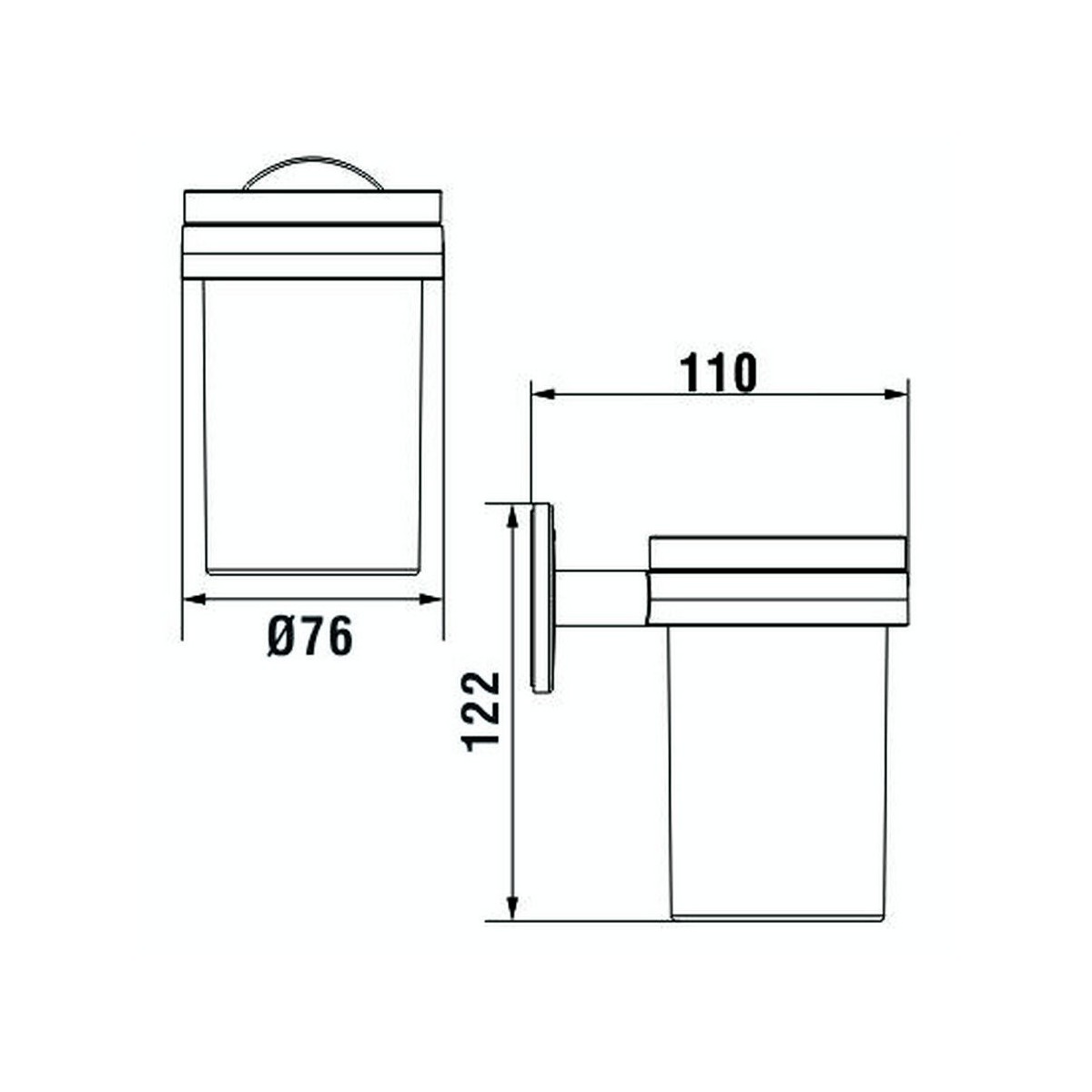 Cana porte-brosse à dents mural à coller chromé chromé 76x110x122 mm - LAUFEN H3821320040001 