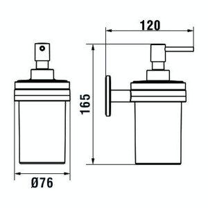 Cana porte-savon liquide à coller en verre et chromé chromé 76x136x165 mm - LAUFEN H3831320040001 