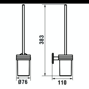 Cana porte-balayette à coller verre et chromé chromé 76x110x383 mm - LAUFEN H3841310040001 