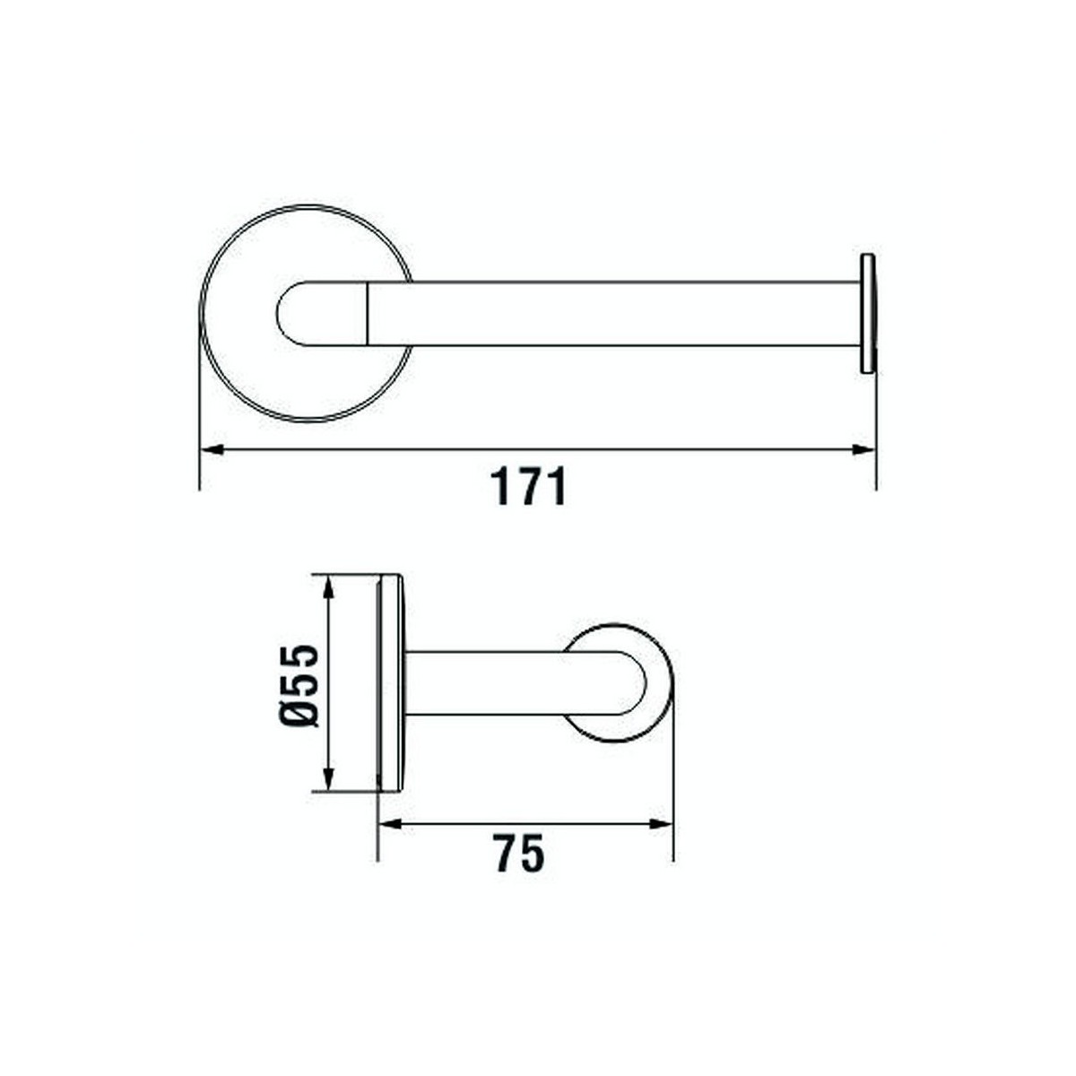 Cana porte-papier rouleau sans couvercle à coller chromé chromé 172x74x55 mm - LAUFEN H3841320040001 