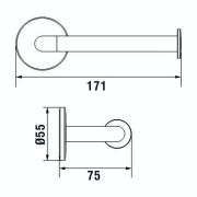 Cana porte-papier rouleau sans couvercle à coller chromé chromé 172x74x55 mm - LAUFEN H3841320040001 