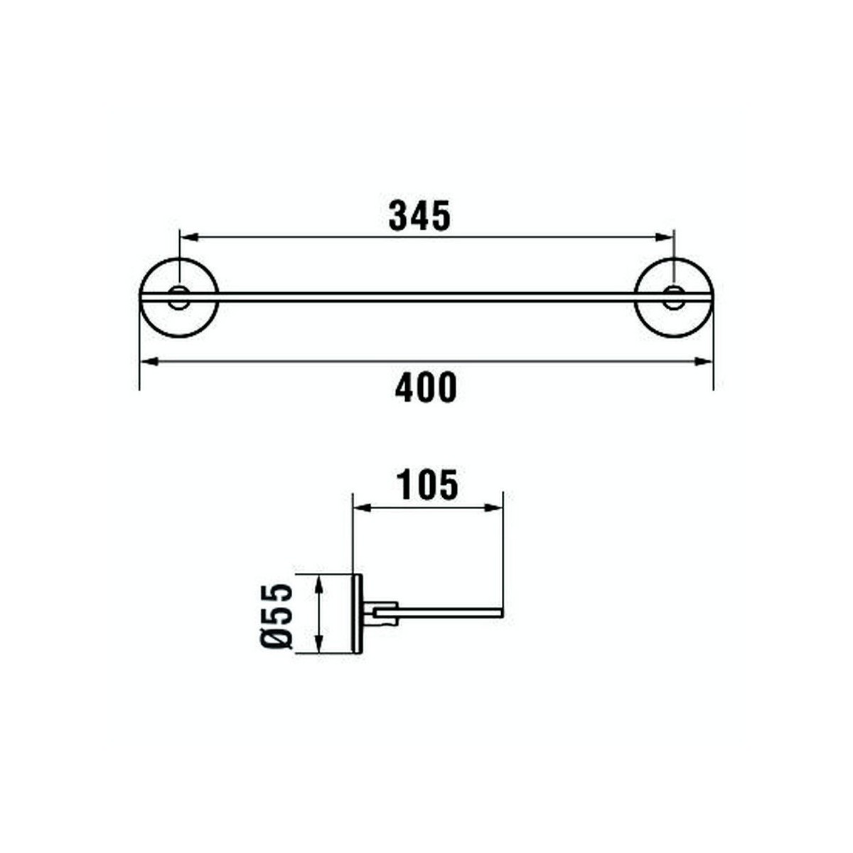 Cana tablette 40 cm verre et à coller chromé chromé 400x105x55 mm - LAUFEN H3851310040031 
