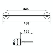 Cana tablette 40 cm verre et à coller chromé chromé 400x105x55 mm - LAUFEN H3851310040031 