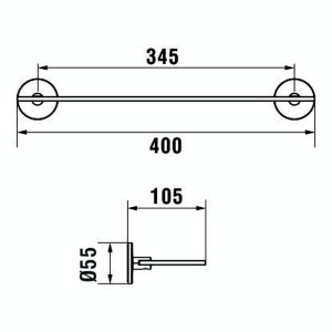 Cana tablette 40 cm verre et à coller chromé chromé 400x105x55 mm - LAUFEN H3851310040031 