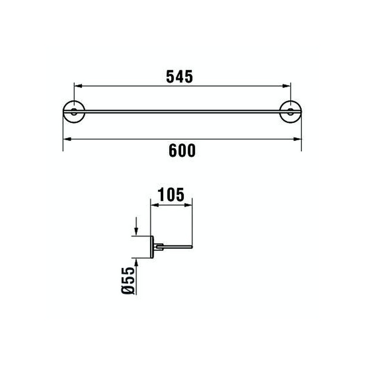 Cana tablette 60 cm verre et à coller chromé chromé 600x105x55 mm - LAUFEN H3851320040001 