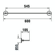 Cana tablette 60 cm verre et à coller chromé chromé 600x105x55 mm - LAUFEN H3851320040001 