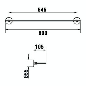 Cana tablette 60 cm verre et à coller chromé chromé 600x105x55 mm - LAUFEN H3851320040001 