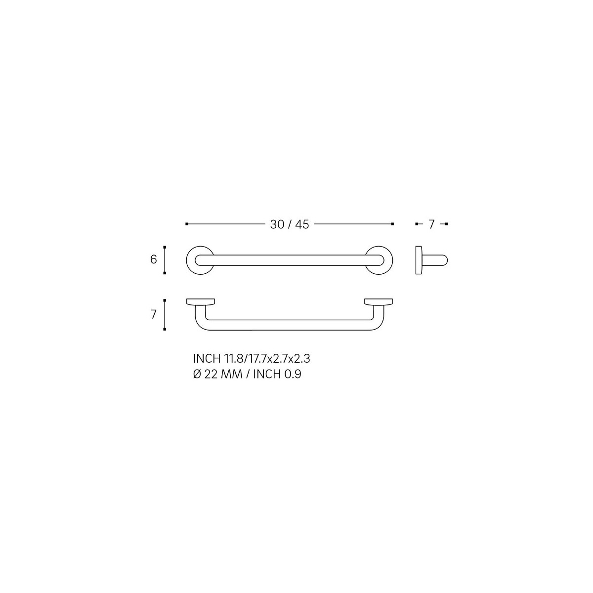 Niara barre d'appui 30 cm titane noir mat 300x68x60 mm - LAUFEN H3890601630001 