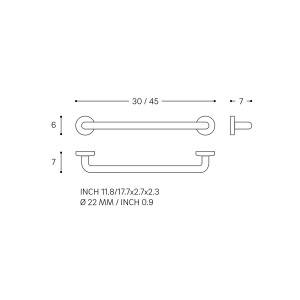 Niara barre d'appui 30 cm pvd or rosé brossé 300x68x60 mm - LAUFEN H3890601680001 