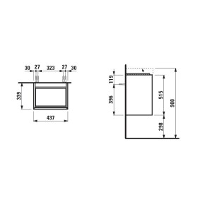 Meda meuble 450 1p charnières à d pour lave-mains 815111 cappuccino 435x340x515 - LAUFEN H4215410114651 