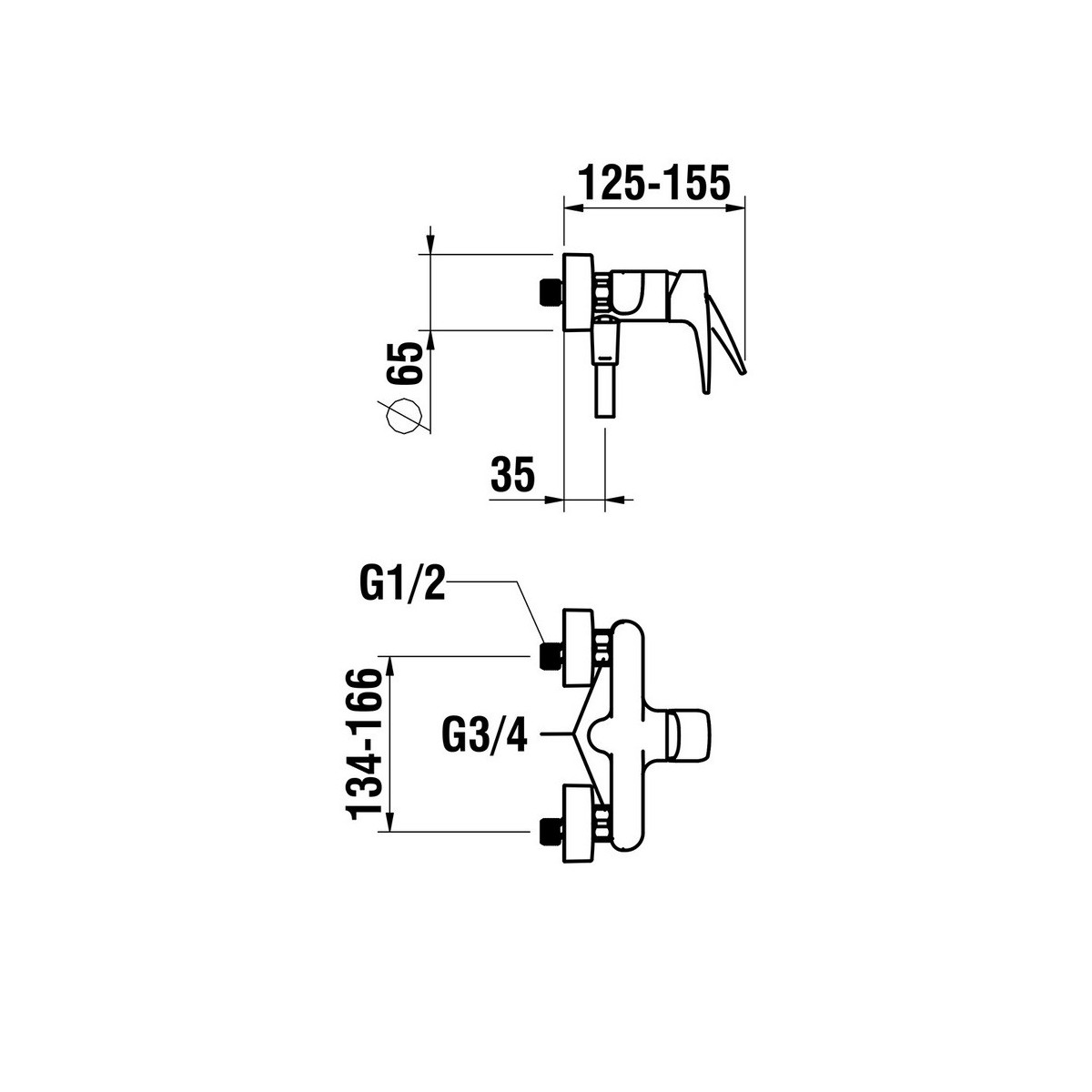 Laurin mitigeur de douche mural avec garniture de douche chromé - LAUFEN HF500750100600 