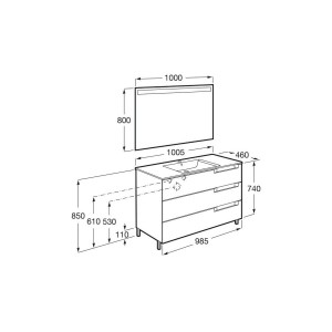Aleyda Pack 3 Tiroirs 1000 Mm Bois Naturel - ROCA A851847524 