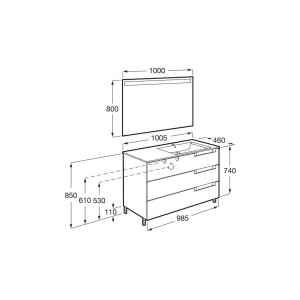 Aleyda Pack 3 Tiroirs Lavabo À Gauche 1000 Mm Gris Pierre Mat - ROCA A851848514 