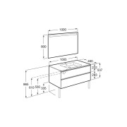 The Gap Pack 2 Tiroirs (Unik+Miroir) 1000 Mm Centré Bleu Mat/ Poignées Noires - ROCA A851854548 