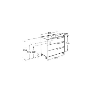 Aleyda Unik Compact 3 Tiroirs 800 Mm Bois Blanchi - ROCA A851884525 