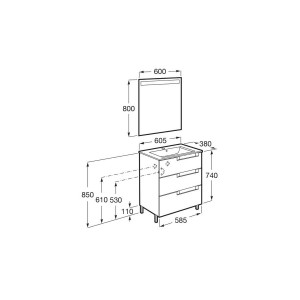 Aleyda Pack Compact 3 Tiroirs 600 Mm Bois Blanchi - ROCA A851885525 