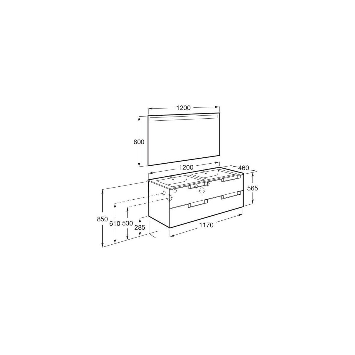 Aleyda Pack 4 Tiroirs 1200 Mm Blanc Mat - ROCA A851889509 