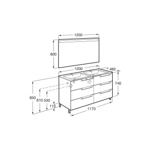 Aleyda Pack 6 Tiroirs 1200 Mm Bois Blanchi - ROCA A851890525 