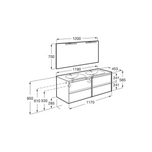 Tenet Pack 4 Tiroirs 1200 Mm Noyer - ROCA A851895517 