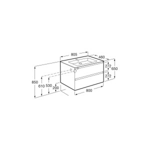 Tenue unik 2 tiroirs 800mm noir mat - ROCA A851934532 
