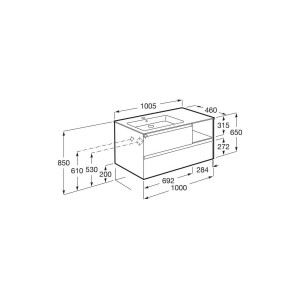 Tenue unik 2 tiroirs lavabo asymétrique gauche 1000mm blanc mat - ROCA A851936529 