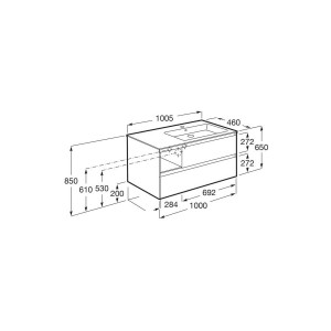 Tenue unik 2 tiroirs lavabo asymétrique droite 1000mm onyx mat - ROCA A851938531 