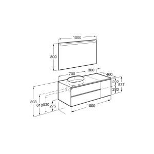 The gap meuble 2t+1p pr vasq à gche 1000 mm frêne nordic/poignées nickel mat - ROCA A851957434 
