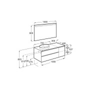 The gap meuble 2t+1p pr vasq à gche 1000 mm bleu mat/ poignées noires - ROCA A851957548 
