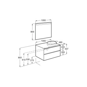 The gap meuble 2t pr vasq à dte 1000 mm gris moyen mat/poignées noires - ROCA A851958547 