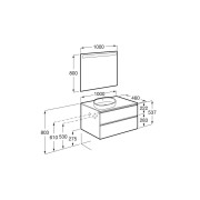 The gap meuble 2t pour vasque à gche (meuble+plan) 1000 mm noyer/poignées noires - ROCA A851959517 