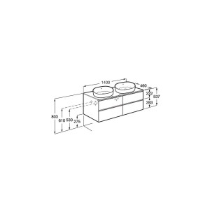 The gap meuble 4 tiroirs pour 2 vasq (meuble+plan) 1400 mm gris moyen mat - ROCA A851961547 