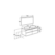 The gap meuble 4 tiroirs pour 2 vasq (meuble+plan) 1600 mm blanc brill - ROCA A851962806 