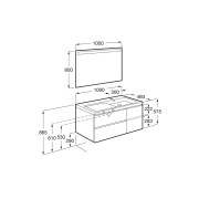 The gap unik 2 tiroirs lavabo asym gche 1000 mm gris moyen mat/poignées noires - ROCA A851966547 